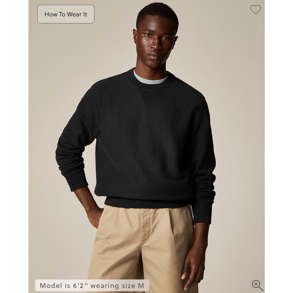 J. Crew Heritage 14 oz. fleece sweatshirt Black NWT size XS